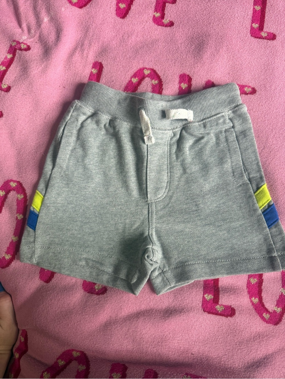 Gymboree Light Gray Shorts with Blue and Yellow Side Stripes NWOT